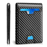 Bifold wallet carbon filber leather wallet RFID blocking
