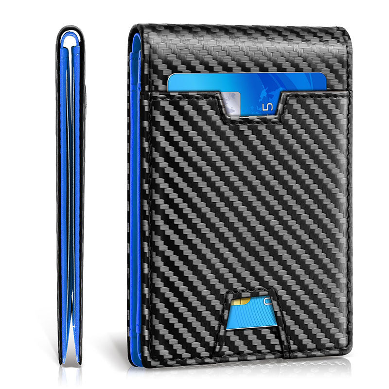 Bifold wallet carbon filber leather wallet RFID blocking