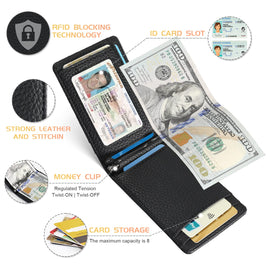 Pebble leather wallet money clip