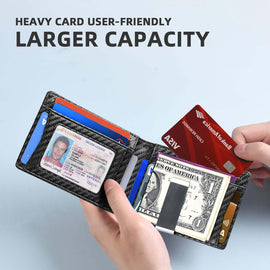 Minimalist RFID Front Pocket Bifold Leather wallet with money clip