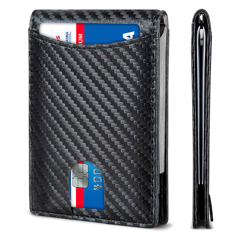 Crazy horse vintage slim genuine leather money clip with pull tap