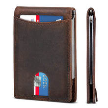 Load image into Gallery viewer, Crazy horse vintage slim genuine leather money clip with pull tap