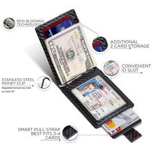 Load image into Gallery viewer, Crazy horse vintage slim genuine leather money clip with pull tap