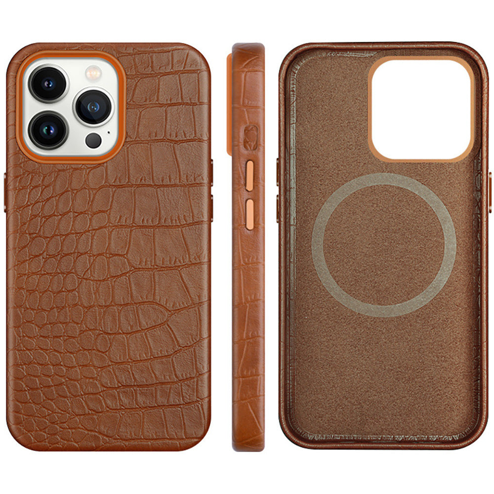 Custom Crocodile genuine leather magnetic phone case