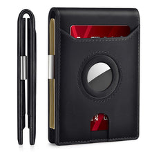 Load image into Gallery viewer, Front Pocket RFID Leather Airtag wallet with money clip
