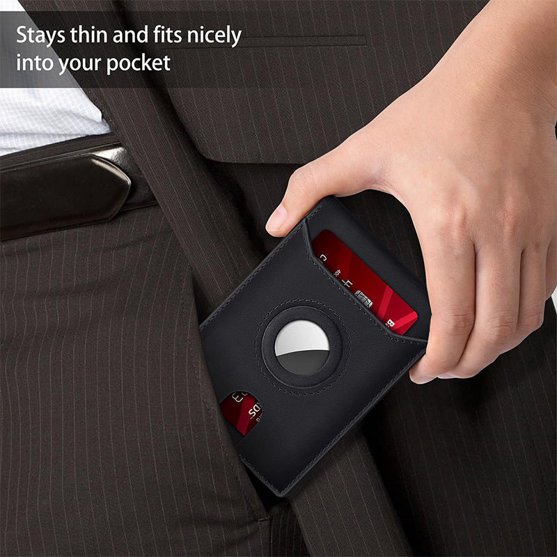 Front Pocket RFID Leather Airtag wallet with money clip