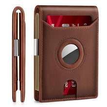 Load image into Gallery viewer, Front Pocket RFID Leather Airtag wallet with money clip
