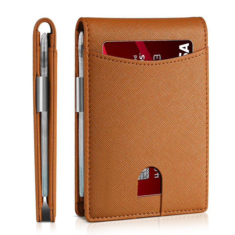 Mens Big Capacity business bifold wallet with money clip