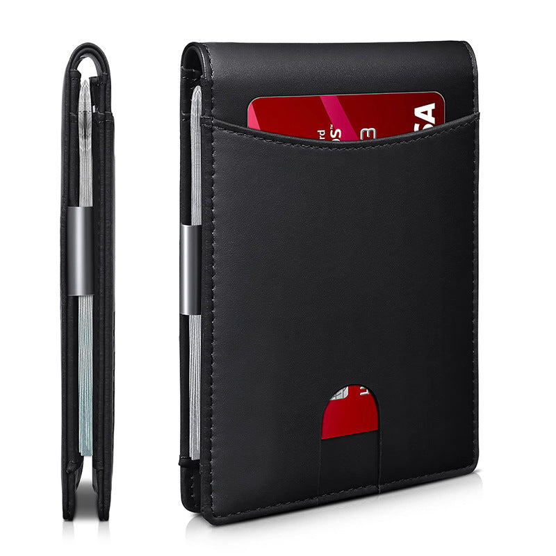 Mens Big Capacity business bifold wallet with money clip