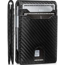 Load image into Gallery viewer, Minimalist RFID Blocking Carbon fiber Leather Money Clip Wallet
