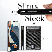 Load image into Gallery viewer, Minimalist RFID Blocking Carbon fiber Leather Money Clip Wallet