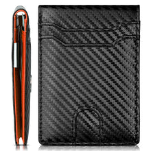 Load image into Gallery viewer, Minimalist RFID Blocking Carbon fiber Leather Money Clip Wallet