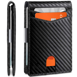 Minimalist RFID Front Pocket Bifold Leather wallet with money clip