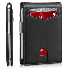 Load image into Gallery viewer, Minimalist RFID Front Pocket Bifold Leather wallet with money clip
