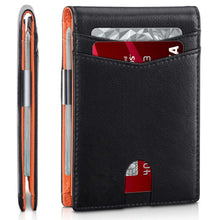 Load image into Gallery viewer, Minimalist RFID Front Pocket Bifold Leather wallet with money clip