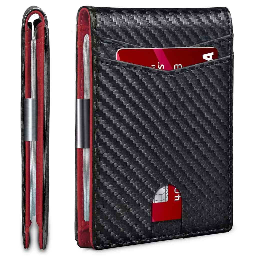 Minimalist RFID Front Pocket Bifold Leather wallet with money clip