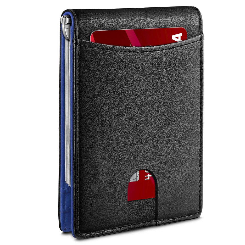 Customize front pocket leather wallet with money clip