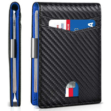 Load image into Gallery viewer, Minimalist RFID Front Pocket Bifold Leather wallet with money clip