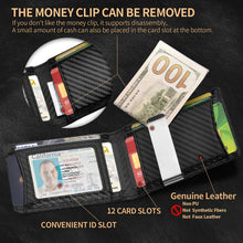 Load image into Gallery viewer, Slim Carbon fiber leather bifold wallet with money clip