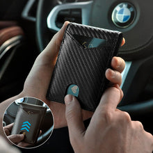 Load image into Gallery viewer, Slim Carbon fiber leather bifold wallet with money clip