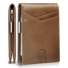 Load image into Gallery viewer, Slim Carbon fiber leather bifold wallet with money clip