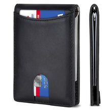 Load image into Gallery viewer, Crazy horse vintage slim genuine leather money clip with pull tap