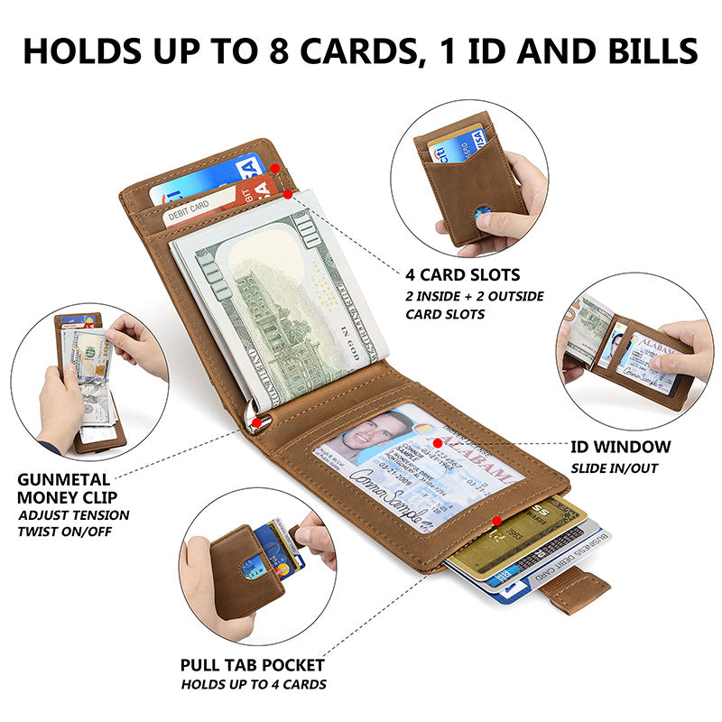 Vintage leather custom money clip for men