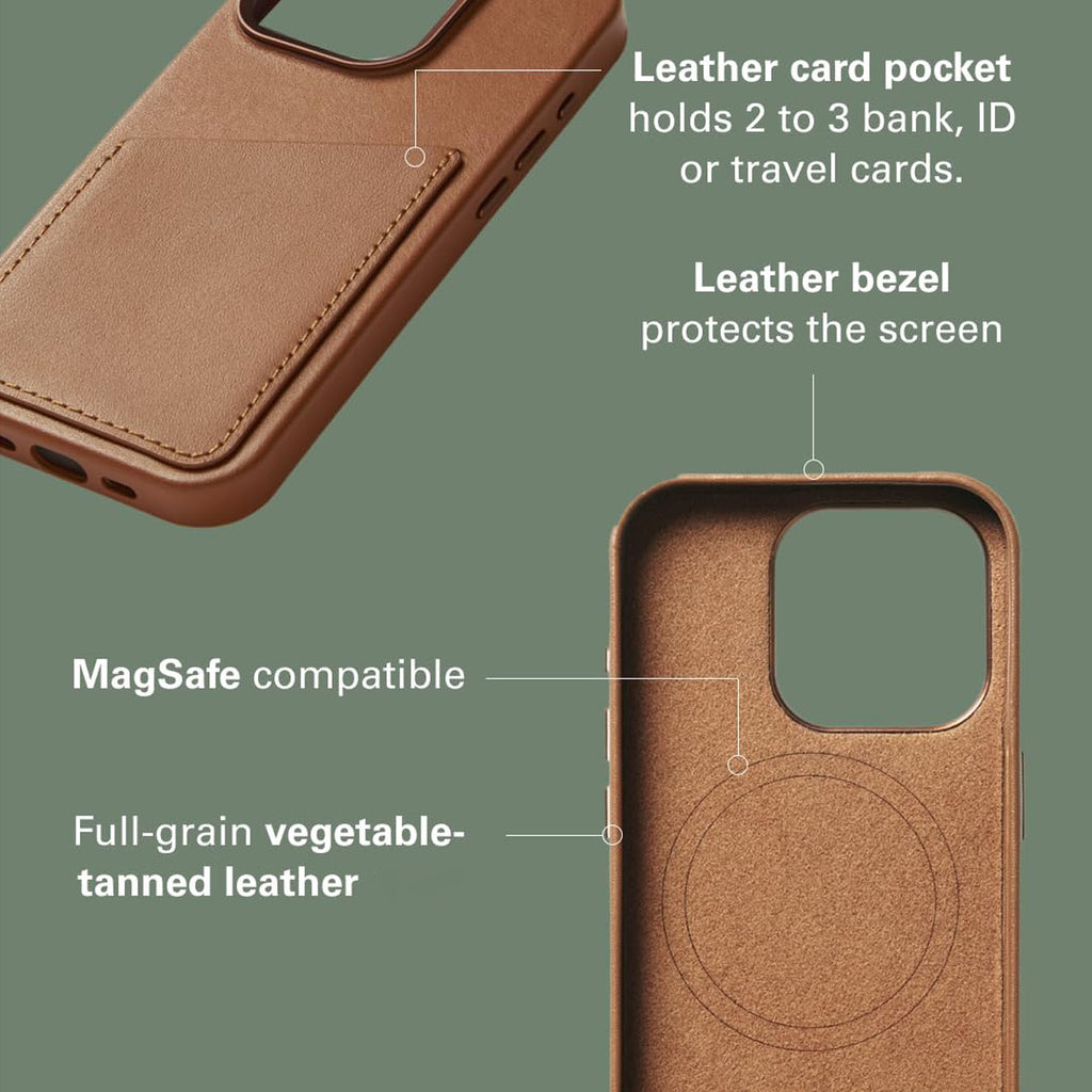 Top Grain Vegetable Tanned Leather case for Iphone 15pro